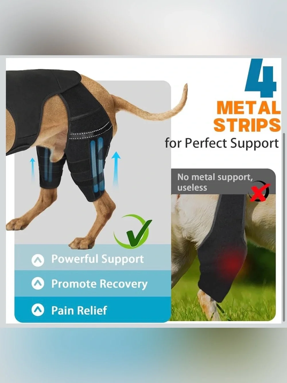 Dog Knee Brace For Torn Acl Hind Leg, 4 Stabilizers Dog Leg Brace L. 2039/DC-1